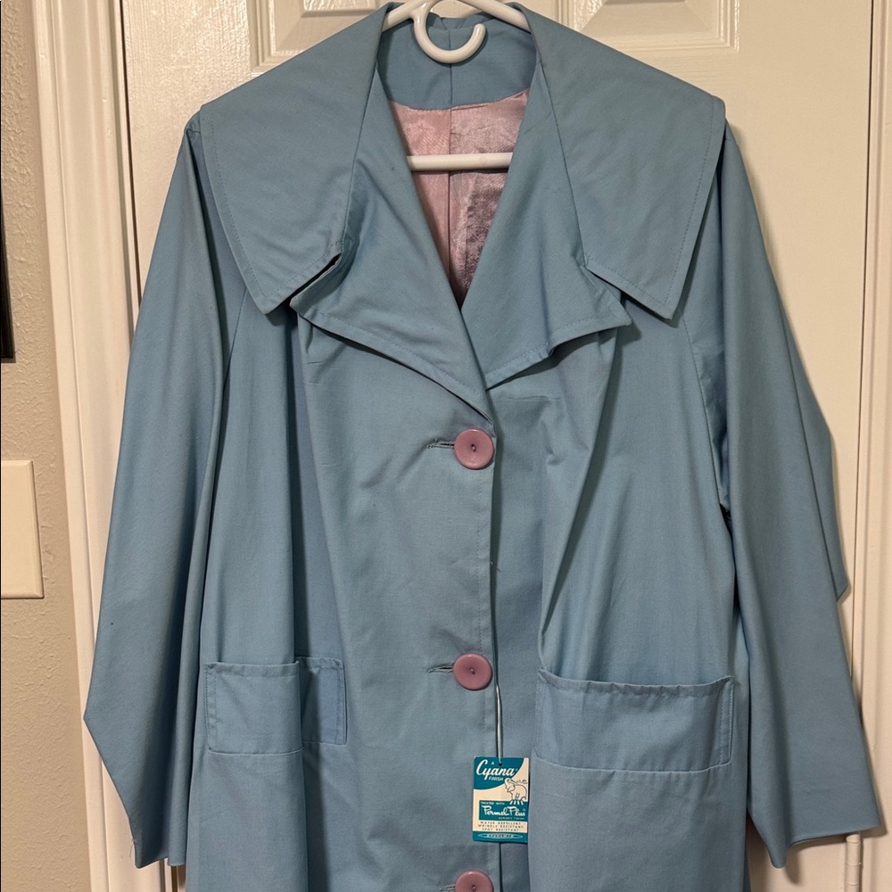 Vintage Elegant Blue Trench Coat